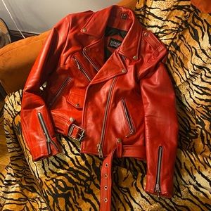 Straight To Hell Red Commando Leather Jacket